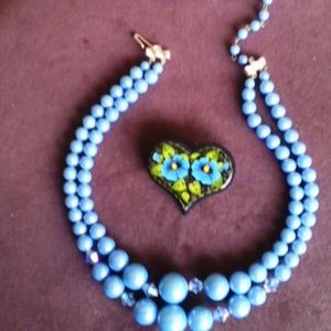 VINTAGE NECKLACE & RUSSIAN PIN